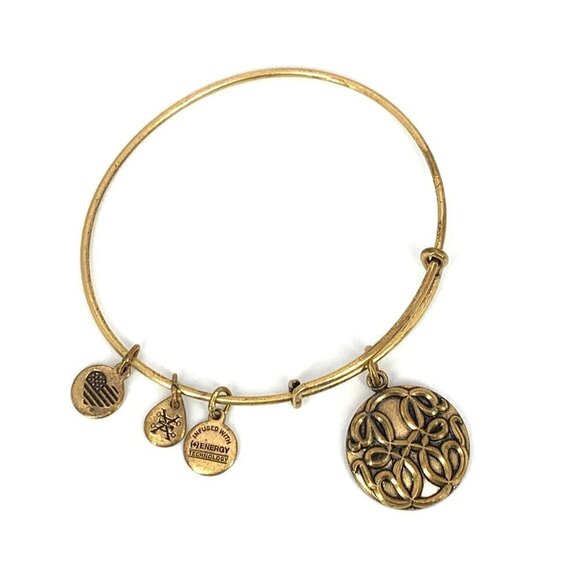 Alex and Ani Path of Life Charm Bracelet Gold Finish - Expands 2"- 3.5" - Picture 1 of 2